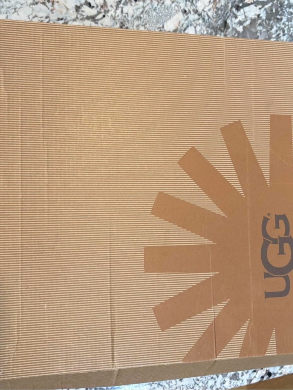 UGG Tan Cardboard Shoe Box with Sunburst Graphic